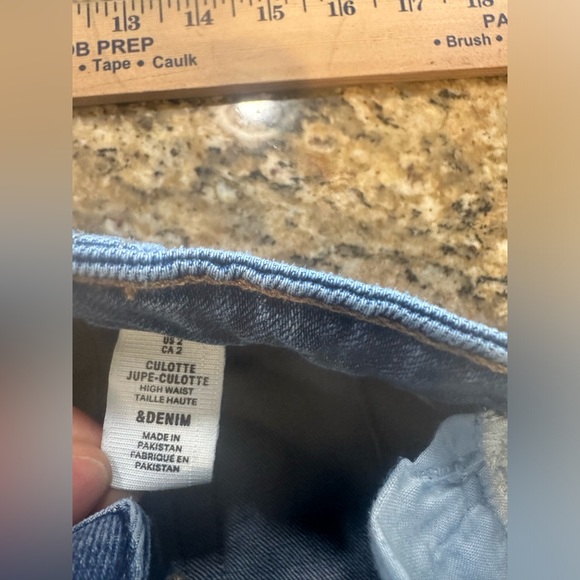 &Denim H&M Wide-leg Cropped culotte denim blue Jeans size 2 raw hem - Picture 4 of 10